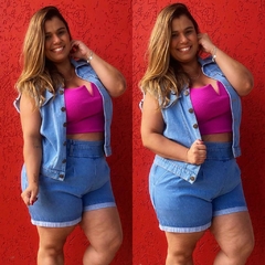 Colete jeans com strech tamanho 46 ao 54 - comprar online