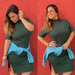 Vestido midi canelado tamanho único 46 ao 54 - MV MODA PLUS SIZE