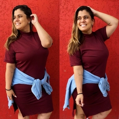 Vestido midi canelado tamanho único 46 ao 54 - loja online