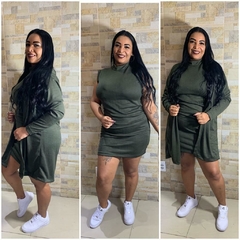 Conjunto cardigã + vestido em lanzinha tamanho único 46 ao 54