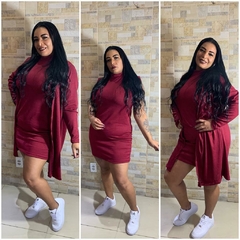 Conjunto cardigã + vestido em lanzinha tamanho único 46 ao 54 - comprar online