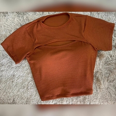 Crooped em malha canelada tamanho unico 46 ao 56 - comprar online