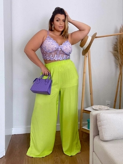 Calça pantalona em linho tamanho unico 46 ao 54