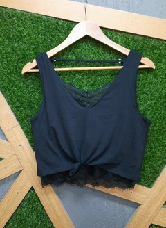 Cropped em viscolycra com renda tamanho unico 46 ao 54