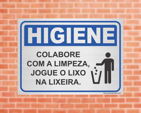 Placa Higiene Colabore jogue o lixo na lixeira (Cod: HI04) - comprar online