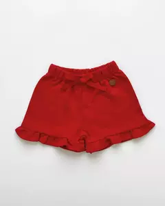 Pantalon Beba Short Rústico Voladito (Rojo)