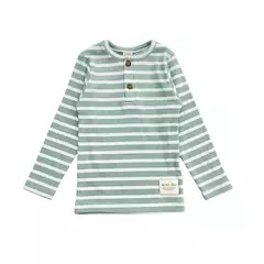Remera Nene ML Morley con Botones (Verde y Blanco) - comprar online