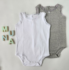 Body Beba Musculosa pack x2 Puntilla (Gris)