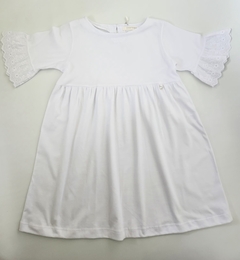 Vestido Nena MC Jersey Broderi en mangas (Blanco)