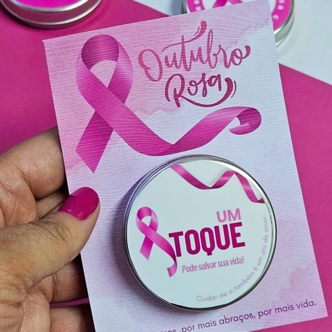 Kit 10 velas aromáticas 20g + card personalizado (Latinha) Outubro Rosa