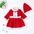 Vestido Mamãe Noel Temático Natal bebê menina com touca.