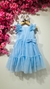 Vestido Festa em Tule com Babado Sobreposto Malagah - AZUL na internet