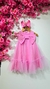 Vestido Festa em Tule com Laço Aplicado Malagah - ROSA - CASTELO DA LIZ