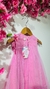 Vestido Festa em Tule com Laço Aplicado Malagah - ROSA