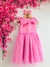 Vestido Festa com Aplicação de Strass e Saia de Tule Malagah - ROSA