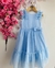 Vestido Festa em Tule com Babado Sobreposto Malagah - AZUL - comprar online