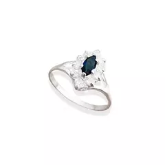 ANEL PEDRA AZUL NAVETE COM ZIRCÔNIAS-010126 - comprar online