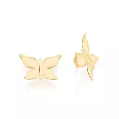 BRINCO BOTÃO BORBOLETA BANHADO A OURO 18K -527058