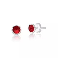Brinco Ponto de Luz Vermelho de Prata com Cravação Inglesa – 15448 - comprar online