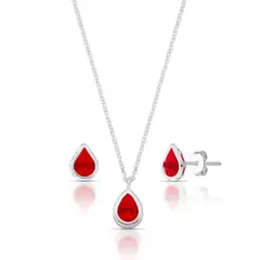 Gargantilha Ponto de Luz Gota Vermelho de Prata –4553240 -  LB SEMIJOIAS E ACESSÓRIOS