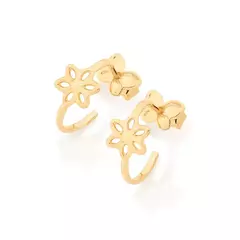 BRINCO MEIA ARGOLA COM FLOR VAZADA - 526503 - comprar online