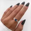 Anel Coração com Zircônia Azul Escuro e Cristal – 1533
