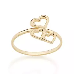 ANEL SKINNY RING FORMADO POR 3 CORAÇÕES VAZADOS -512736