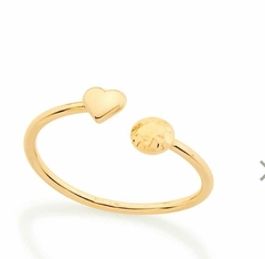 ANEL AJUSTÁVEL COMPOSTO POR UM CORAÇÃO E MEIA ESFERA TRABALHADA - 512963 - comprar online