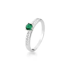 ANEL SOLITÁRIO CRAVEJADO VERDE DE PRATA-159700 - comprar online