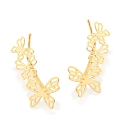 BRINCO EAR CUFF FORMADO POR 6 BORBOLETAS VAZADAS (PAR)- 526599