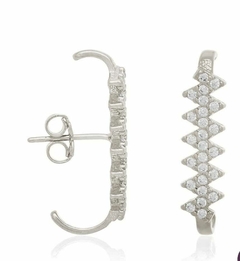 Brinco Banhado a Rhodium Ear Hook Zig Zag Branco –121666 na internet