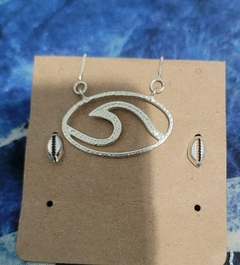 KIT BRINCO CONCHA E COLAR ONDAS PRATA 925 -112000