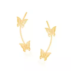 Brinco Formato Grampo com Duas Borboletas -522909