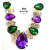 Cabedal de Luxo V - o par - Gota sem corrente roxo verde esmeralda