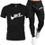 Conjunto de treino respirável masculino de 2 peças, camiseta e calça de algod