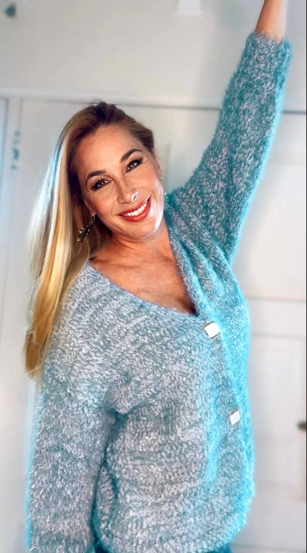 Cardigan Pompano Celeste plomo