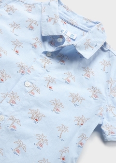 Camisa manga corta con estampado de algodón para bebé