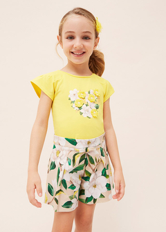 Camiseta manga corta con motivo estampado de algodón para niña