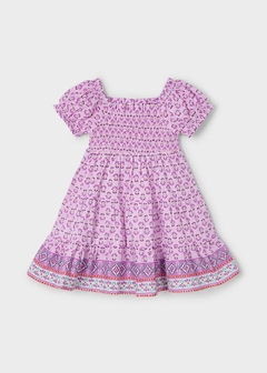 Vestido estampado cenefa nido de abeja niña - comprar en línea
