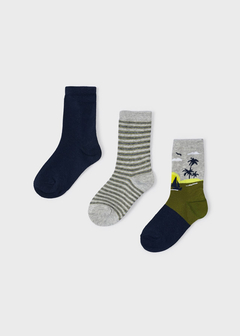 Pack 3 calcetines largo con estampado en algodón para niño