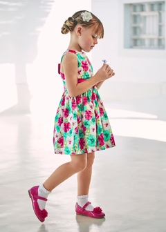 Vestido flores moño espalda niña