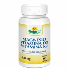 Magnésio Vitamina K2 e Vitamina D3 400 mg 60 Cápsulas Só Natural