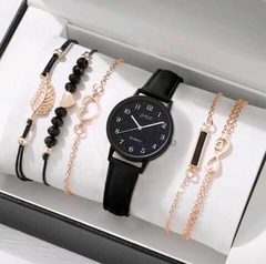 Conjunto Relógio Feminino Quartzo Casual De Couro - comprar online
