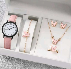 Conjunto Relógio Feminino Quartzo Casual De Couro na internet