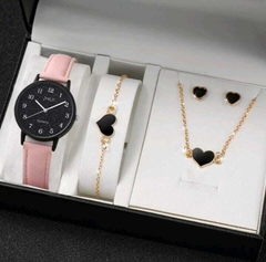 Imagem do Conjunto Relógio Feminino Quartzo Casual De Couro