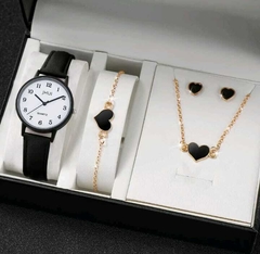 Conjunto Relógio Feminino Quartzo Casual De Couro - comprar online