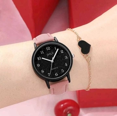 Relógio Feminino Casual De Couro Quartzo + Pulseira - loja online