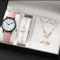 Conjunto Relógio Feminino Quartzo Casual De Couro na internet
