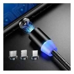 Cabo Carregador Magnético USB 3 Em 1 Com Led IOS - Android