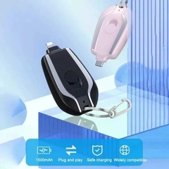 Carregador De Chaveiro Portátil Para IOS - iPhone Android | 1500mAh Ultra-Compacto Mini Carregamento Rápido
